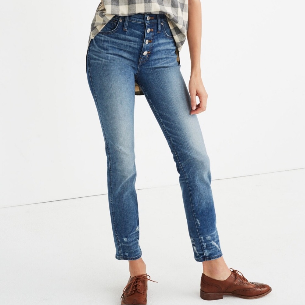 Madewell Slim Straight Jeans: Distressed Button-Front Edition Wellmoor Size 24